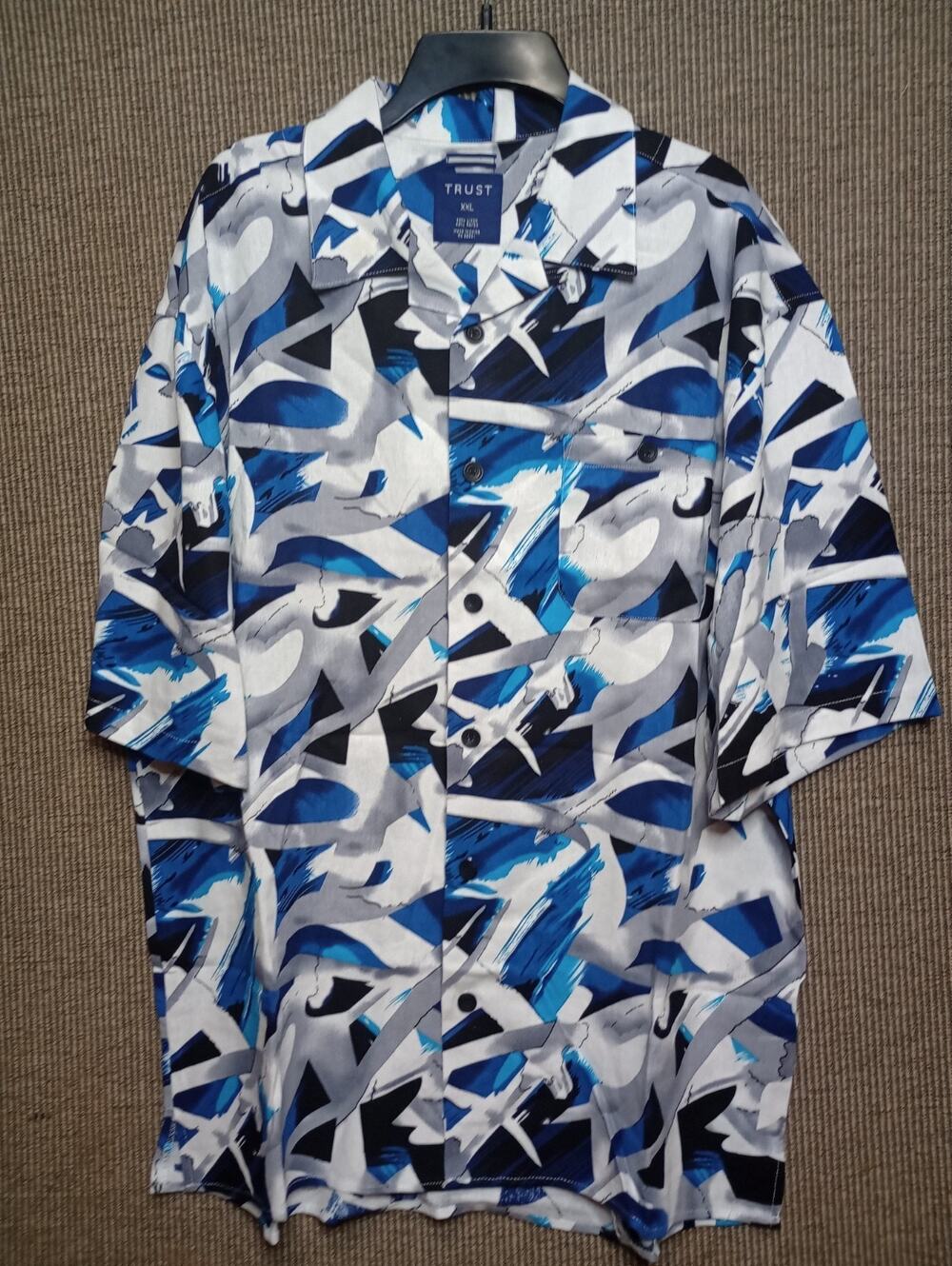 TRUST Linen Blend Shirt Short Sleeve Button-up Size XXL